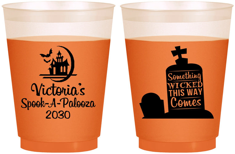 Custom Halloween 16 oz Color Changing Frosted Cups - Haunted House | 250031