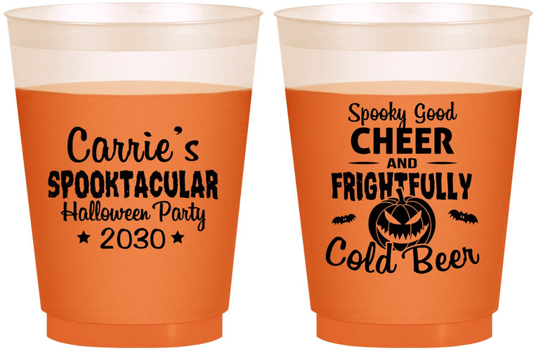 Custom Halloween 16 oz Color Changing Frosted Cups - Pumpkin | 250035