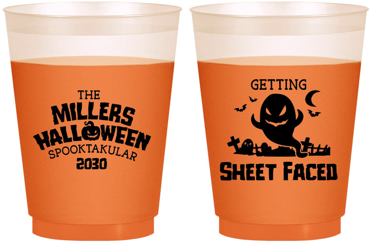 Custom Halloween 16 oz Color Changing Frosted Cups - Ghost Sheet Faced | 250040