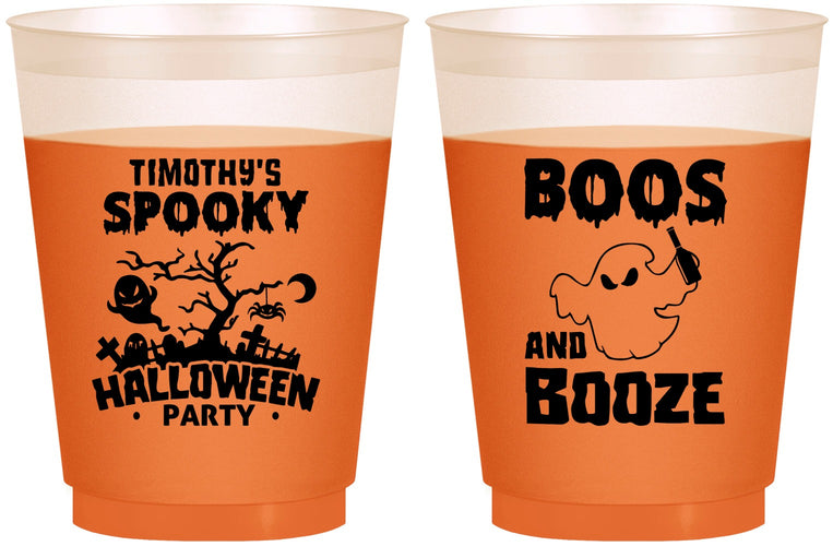 Custom Halloween 16 oz Color Changing Frosted Cups - Boos And Booze | 250041