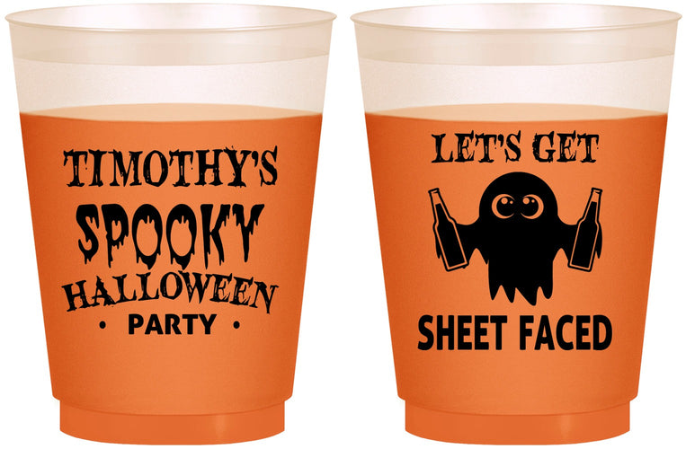 Custom Halloween 16 oz Color Changing Frosted Cups - Ghost Sheet Faced | 250044
