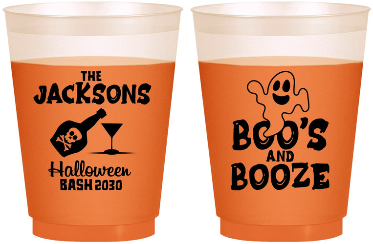 Custom Halloween 16 oz Color Changing Frosted Cups - Boos And Booze | 250047