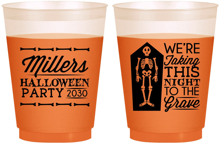 Custom Halloween 16 oz Color Changing Frosted Cups - Skeleton | 250051