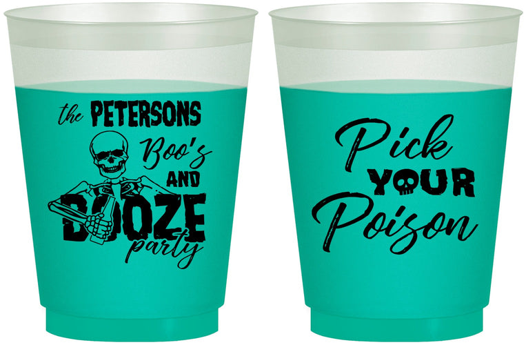Custom Halloween 16 oz Color Changing Frosted Cups - Boos And Booze | 250054