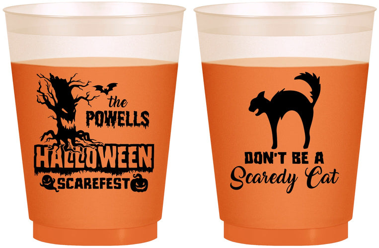 Custom Halloween 16 oz Color Changing Frosted Cups - Scaredy Cat | 250055