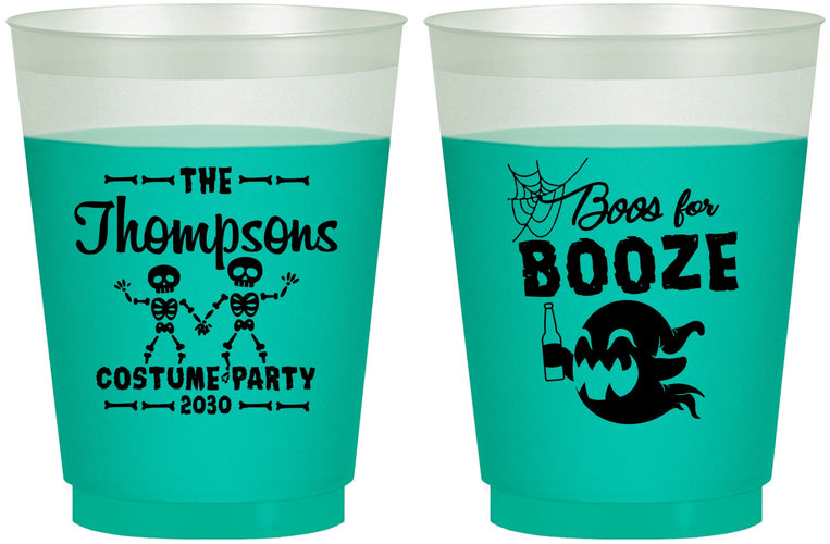 Custom Halloween 16 oz Color Changing Frosted Cups - Boos And Booze | 250058
