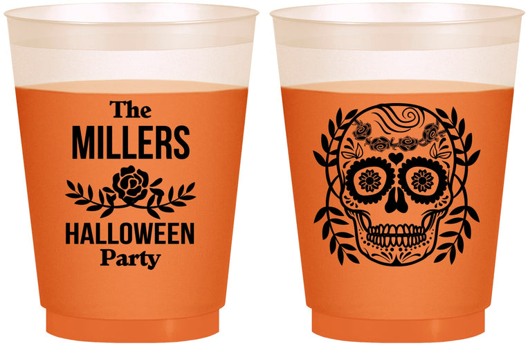 Custom Halloween 16 oz Color Changing Frosted Cups - Sugar Skull | 250061