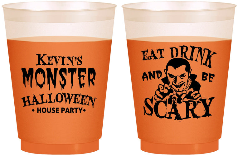 Custom Halloween 16 oz Color Changing Frosted Cups - Eat Drink Be Scary | 250063