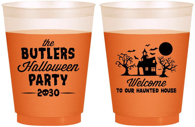 Custom Halloween 16 oz Color Changing Frosted Cups - Haunted House | 250073