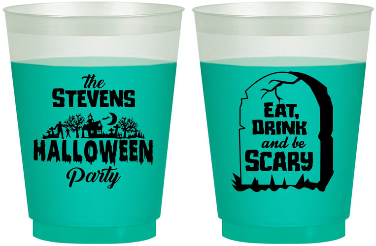Custom Halloween 16 oz Color Changing Frosted Cups - Eat Drink Be Scary | 250074