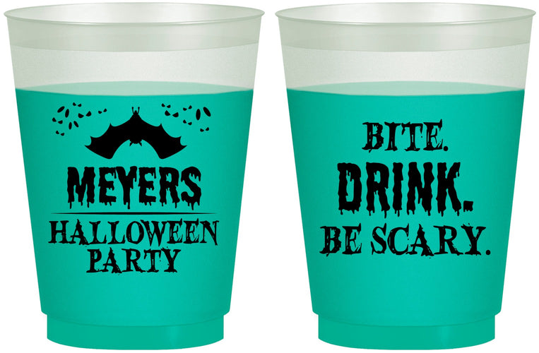 Custom Halloween 16 oz Color Changing Frosted Cups - Bite Drink Be Scary | 250082