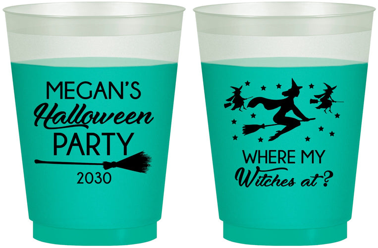 Custom Halloween 16 oz Color Changing Frosted Cups - Where My Witches At | 250086
