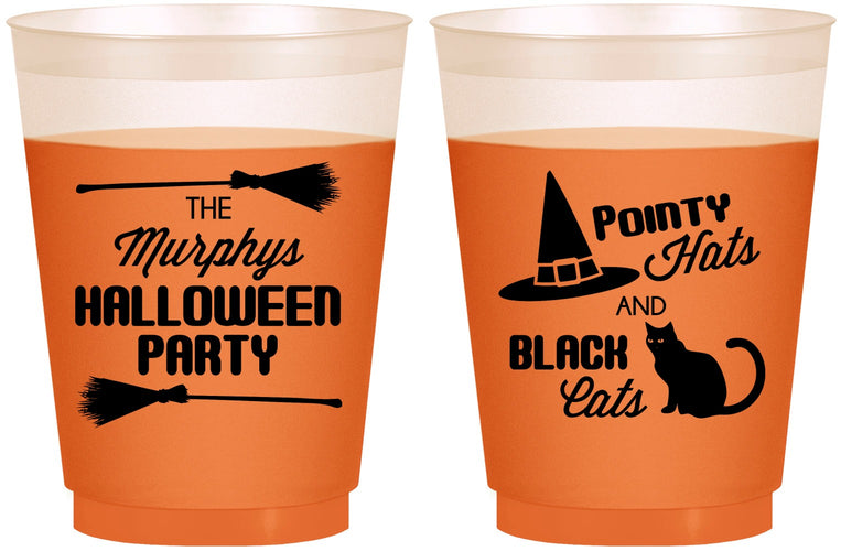 Custom Halloween 16 oz Color Changing Frosted Cups - Black Cats | 250087