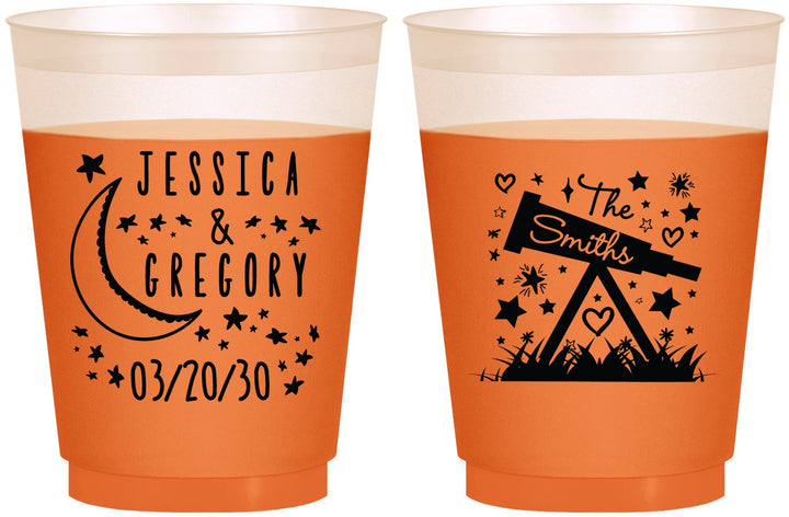 Custom Wedding 16 oz Color Changing Frosted Cups - Telescope | 255