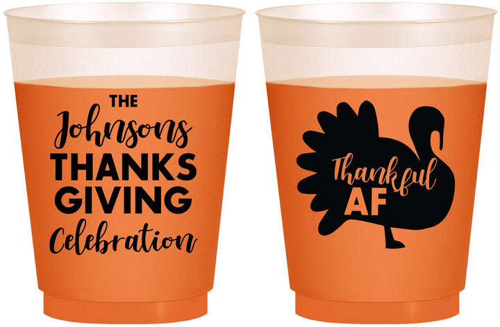 Custom Thanksgiving 16 oz Color Changing Frosted Cups - Thankful Af | 260002