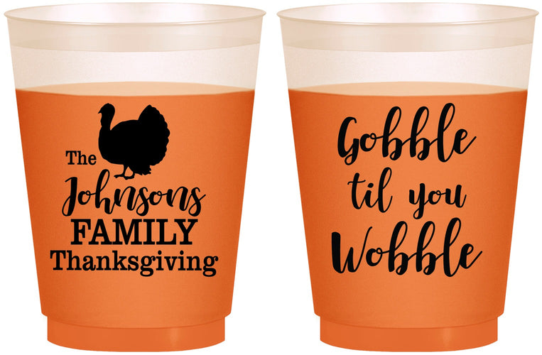 Custom Thanksgiving 16 oz Color Changing Frosted Cups - Gobble Til You Wobble | 260004