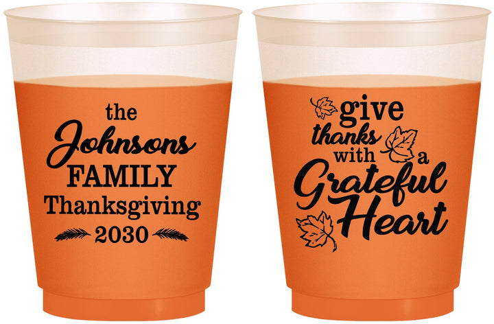 Custom Thanksgiving 16 oz Color Changing Frosted Cups - Grateful | 260006