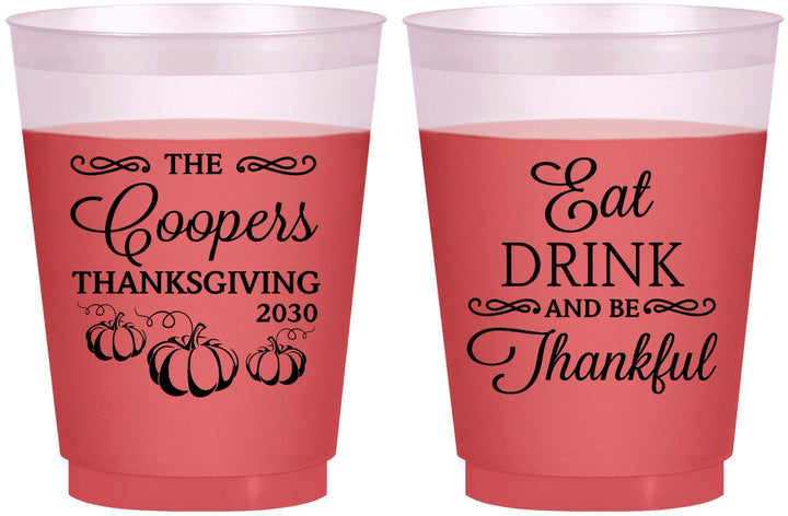 Custom Thanksgiving 16 oz Color Changing Frosted Cups - Eat Drink Thankful | 260009