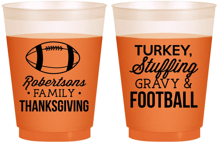 Custom Thanksgiving 16 oz Color Changing Frosted Cups - Football Turkey | 260010