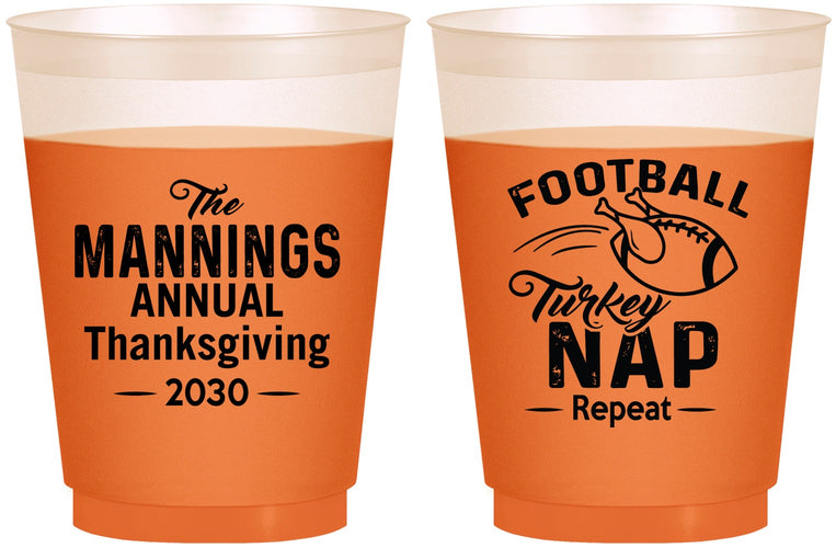 Custom Thanksgiving 16 oz Color Changing Frosted Cups - Football Turkey | 260012
