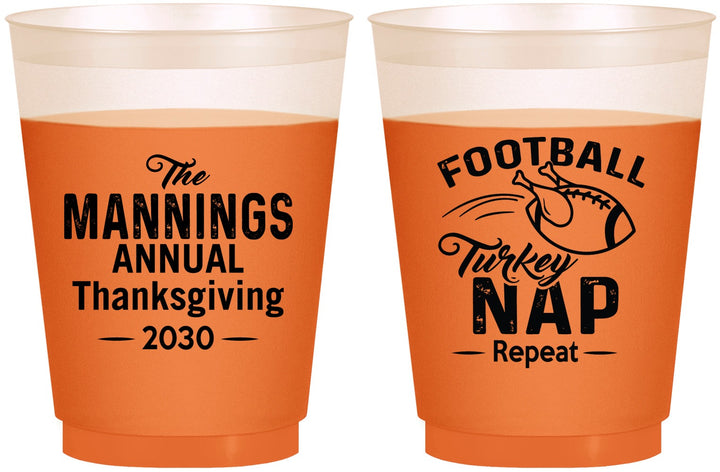 Custom Thanksgiving 16 oz Color Changing Frosted Cups - Football Turkey | 260012