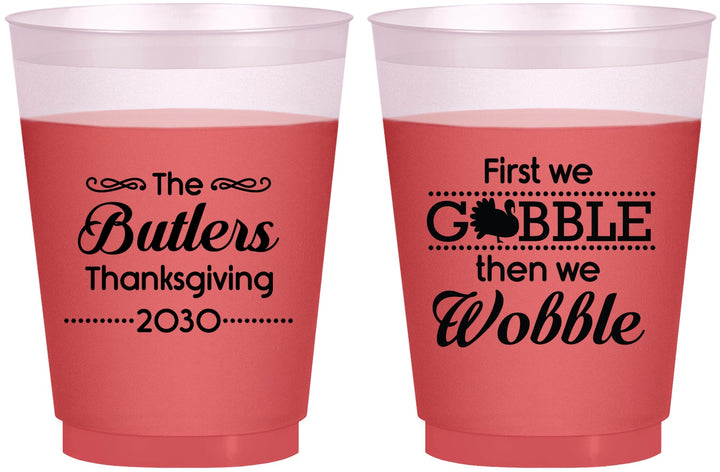 Custom Thanksgiving 16 oz Color Changing Frosted Cups - Gobble Til You Wobble | 260013