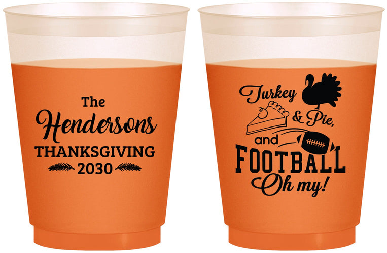 Custom Thanksgiving 16 oz Color Changing Frosted Cups - Football Turkey | 260014