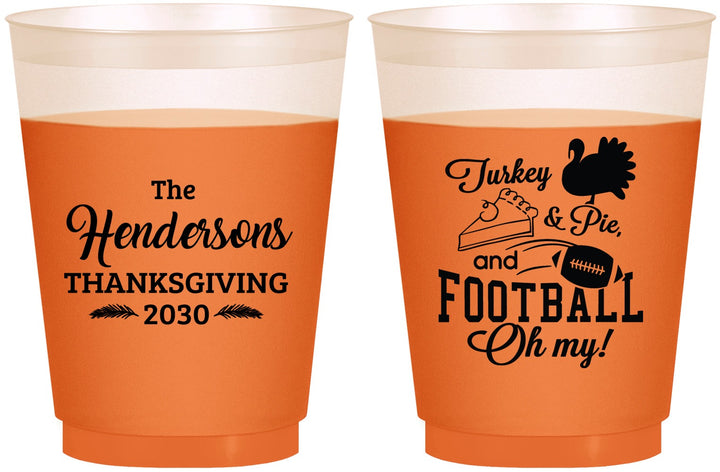 Custom Thanksgiving 16 oz Color Changing Frosted Cups - Football Turkey | 260014