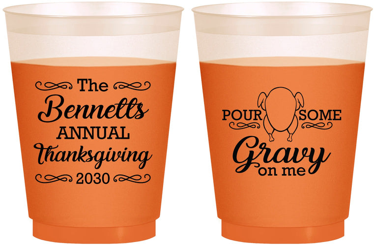 Custom Thanksgiving 16 oz Color Changing Frosted Cups - Turkey Gravy | 260015