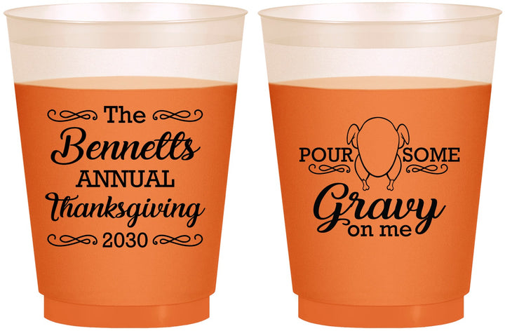Custom Thanksgiving 16 oz Color Changing Frosted Cups - Turkey Gravy | 260015