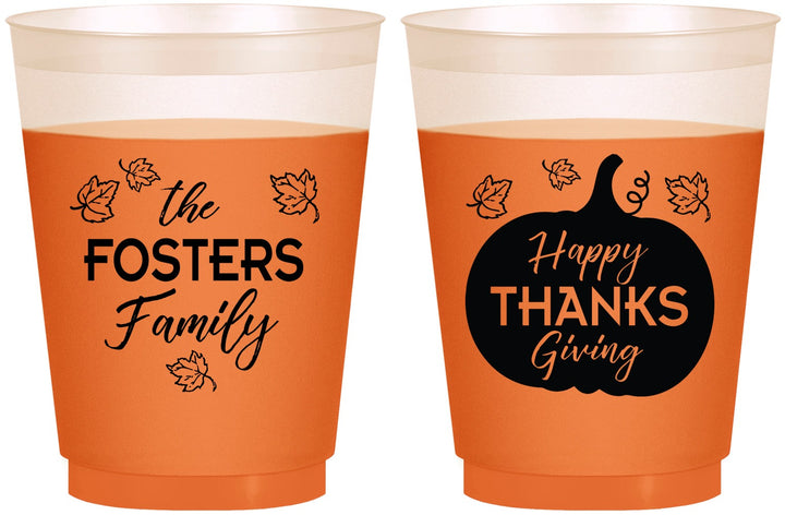 Custom Thanksgiving 16 oz Color Changing Frosted Cups - Pumpkin | 260016