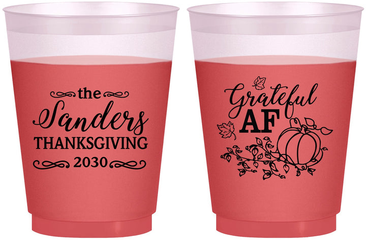 Custom Thanksgiving 16 oz Color Changing Frosted Cups - Grateful Af | 260017