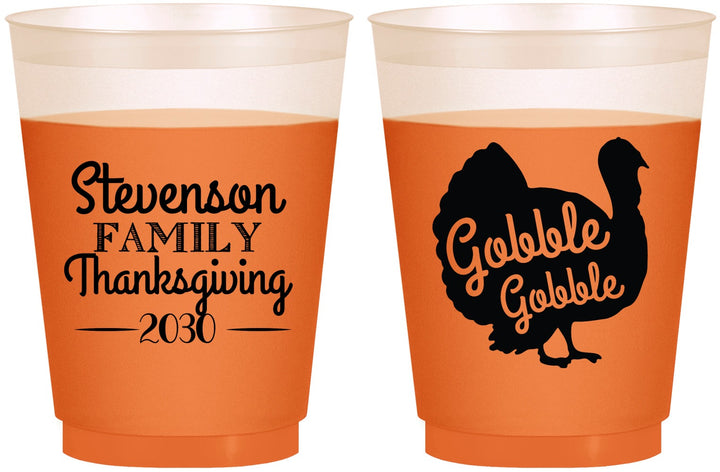 Custom Thanksgiving 16 oz Color Changing Frosted Cups - Gobble Turkey | 260018