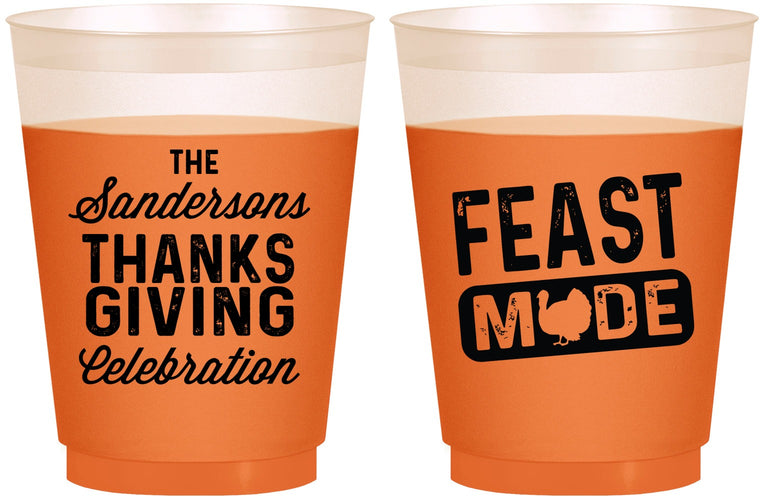 Custom Thanksgiving 16 oz Color Changing Frosted Cups - Feast Mode | 260019