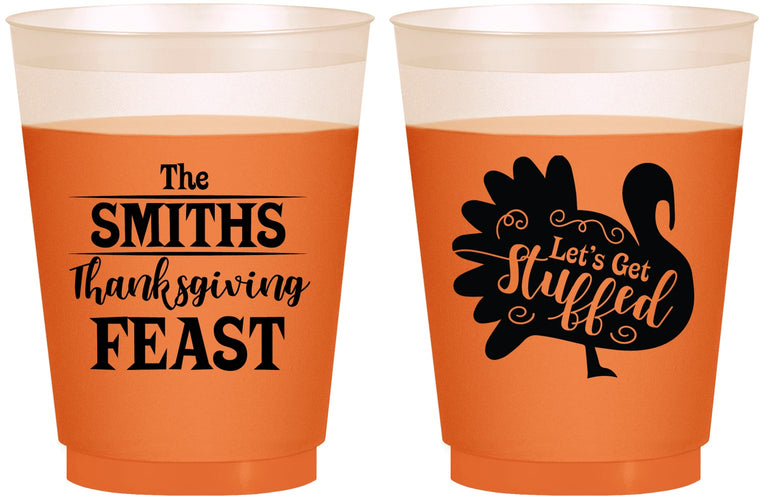 Custom Thanksgiving 16 oz Color Changing Frosted Cups - Lets Get Stuffed | 260020