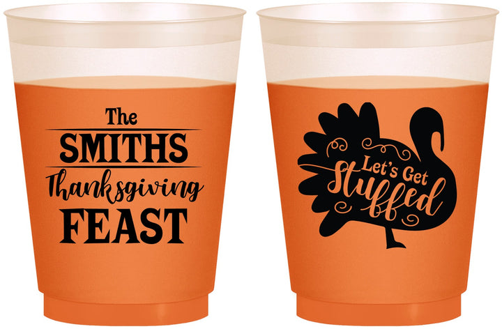 Custom Thanksgiving 16 oz Color Changing Frosted Cups - Lets Get Stuffed | 260020