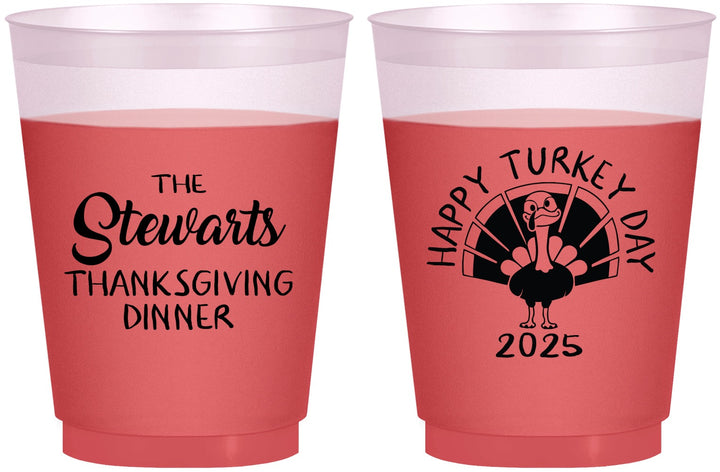 Custom Thanksgiving 16 oz Color Changing Frosted Cups - Turkey Day | 260021