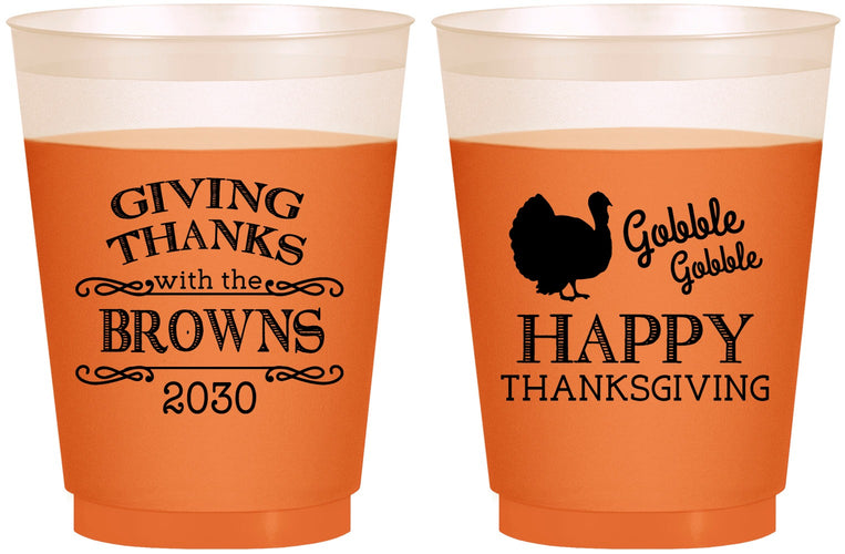 Custom Thanksgiving 16 oz Color Changing Frosted Cups - Gobble Gobble | 260022