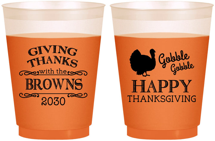 Custom Thanksgiving 16 oz Color Changing Frosted Cups - Gobble Gobble | 260022