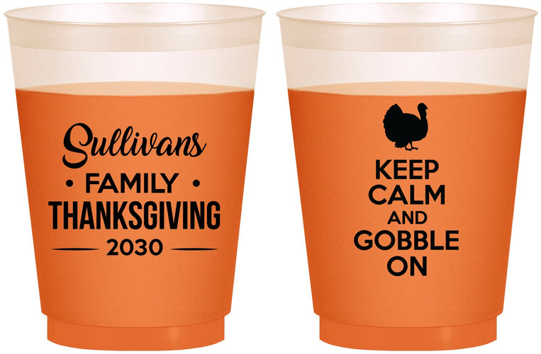 Custom Thanksgiving 16 oz Color Changing Frosted Cups - Gobble Turkey | 260024