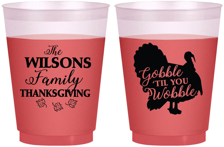 Custom Thanksgiving 16 oz Color Changing Frosted Cups - Gobble Til You Wobble | 260025