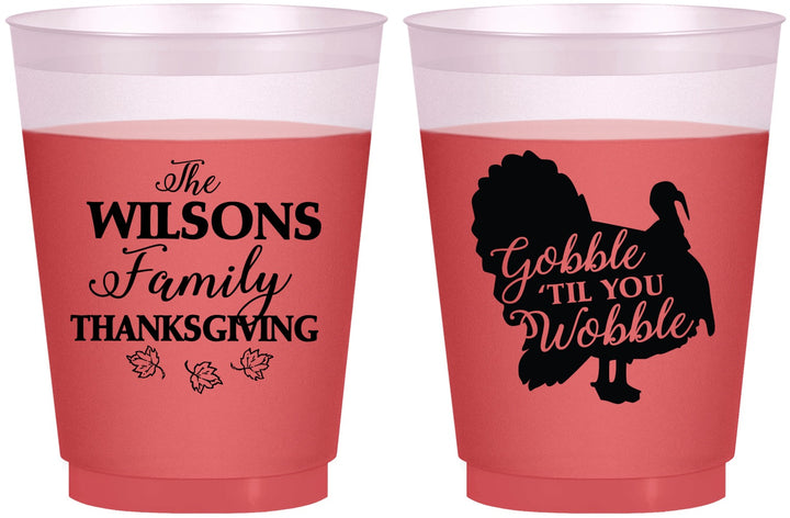 Custom Thanksgiving 16 oz Color Changing Frosted Cups - Gobble Til You Wobble | 260025