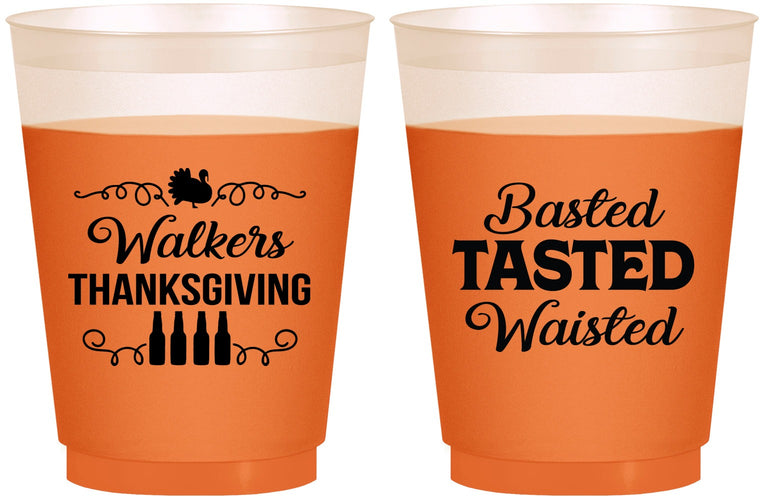 Custom Thanksgiving 16 oz Color Changing Frosted Cups - Basted Tasted Waisted | 260027