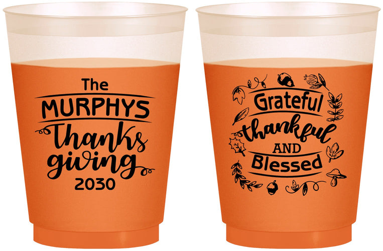 Custom Thanksgiving 16 oz Color Changing Frosted Cups - Grateful Blessed | 260028