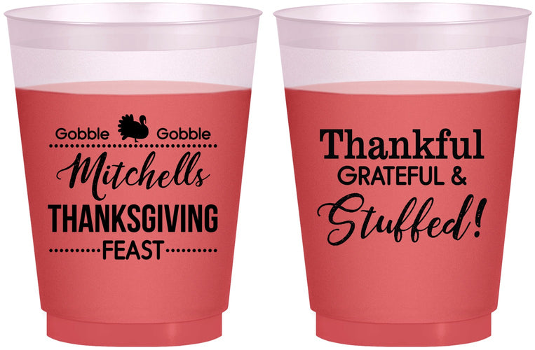 Custom Thanksgiving 16 oz Color Changing Frosted Cups - Thankful Stuffed | 260029