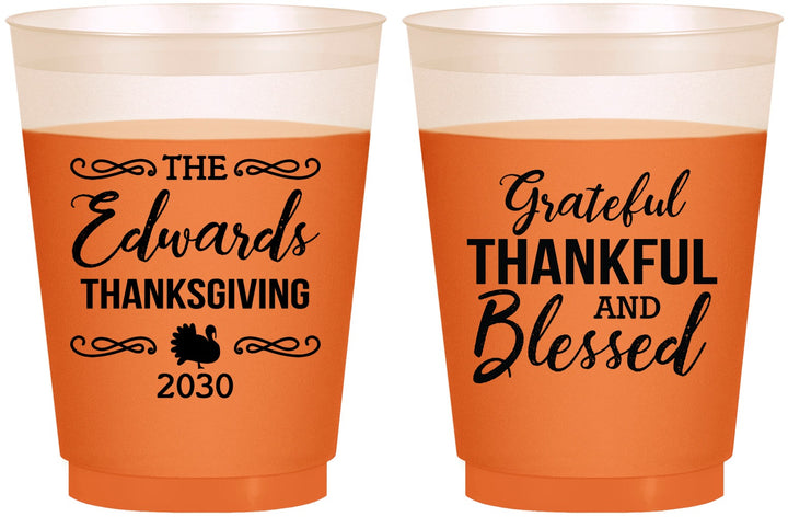 Custom Thanksgiving 16 oz Color Changing Frosted Cups - Grateful Blessed | 260030