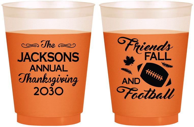 Custom Thanksgiving 16 oz Color Changing Frosted Cups - Football | 260031