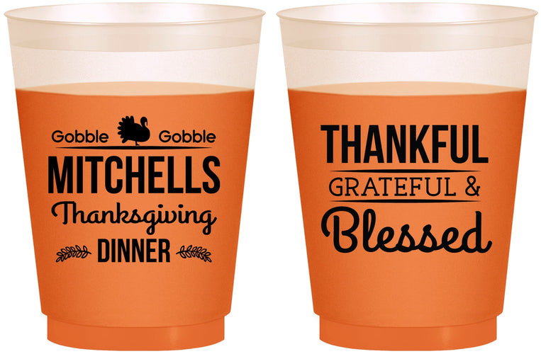 Custom Thanksgiving 16 oz Color Changing Frosted Cups - Thankful Blessed | 260032