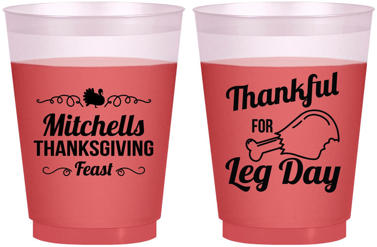 Custom Thanksgiving 16 oz Color Changing Frosted Cups - Leg Day | 260033