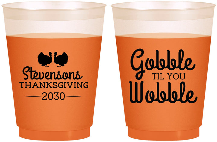 Custom Thanksgiving 16 oz Color Changing Frosted Cups - Gobble Til You Wobble | 260034
